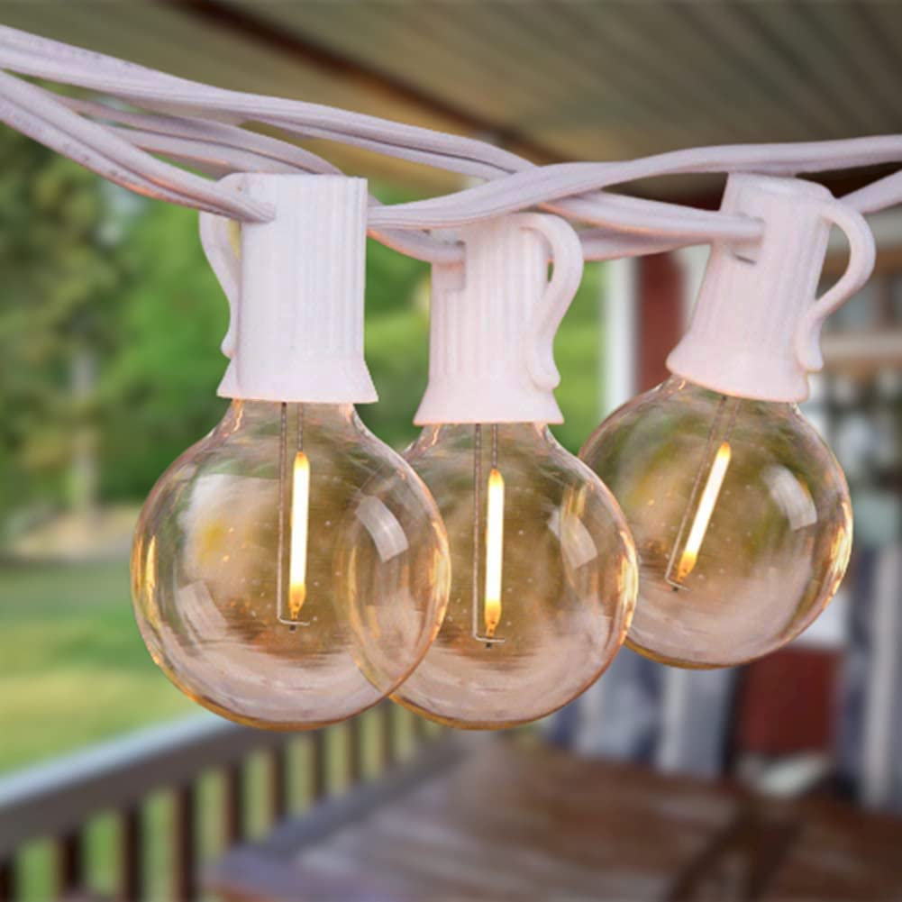 50Ft G40 LED Outdoor String Lights - 52 Shatterproof Waterproof Bulbs for Patio, Backyard, Deck, Porch & Garden Decor | Perfect for Parties, Weddings & Outdoor Dining (White Wire)