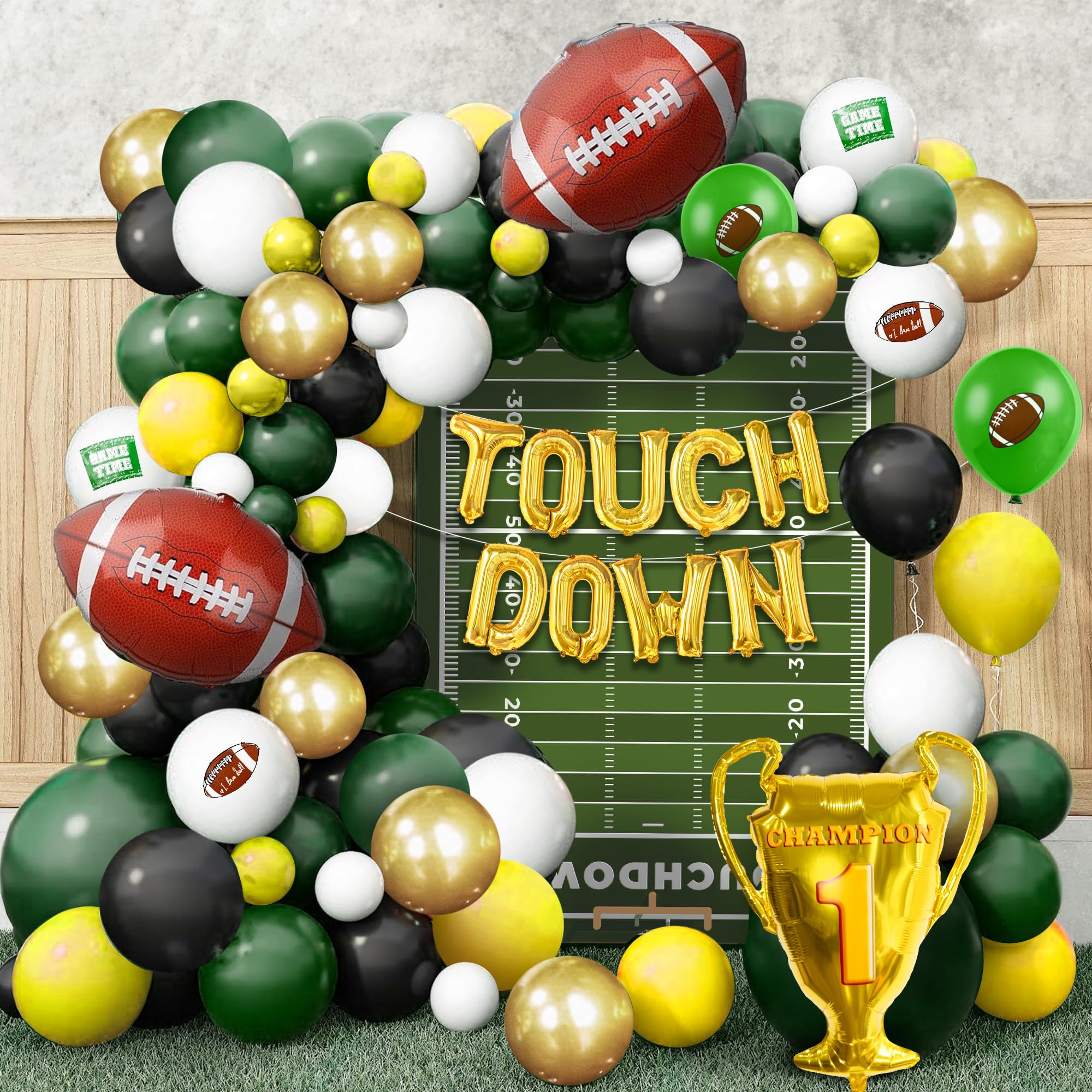 KatchOn 130-Piece Football Balloon Arch Kit - Party Decorations with Trophy Balloons & Backdrop | First Down Birthday, Baby Shower, Game Day Decor | Perfect for Football Themed Parties, Tailgating, and Sports Events