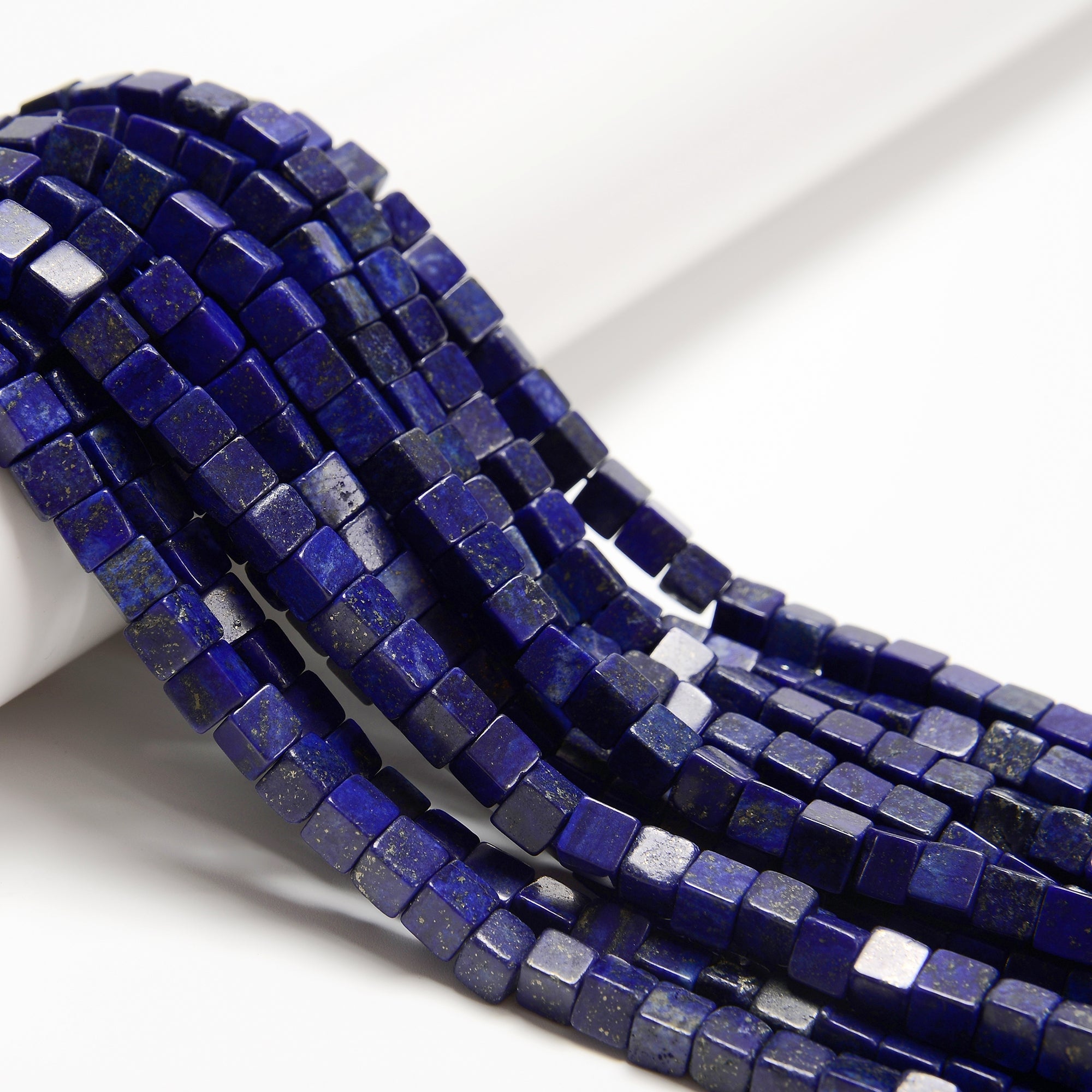 6mm Lapis Smooth Cube Beads - 15.5 Inch Strand for Jewelry Making, DIY Bracelets & Necklaces | Premium Gemstone Beads for Crafting, Meditation & Gift Giving