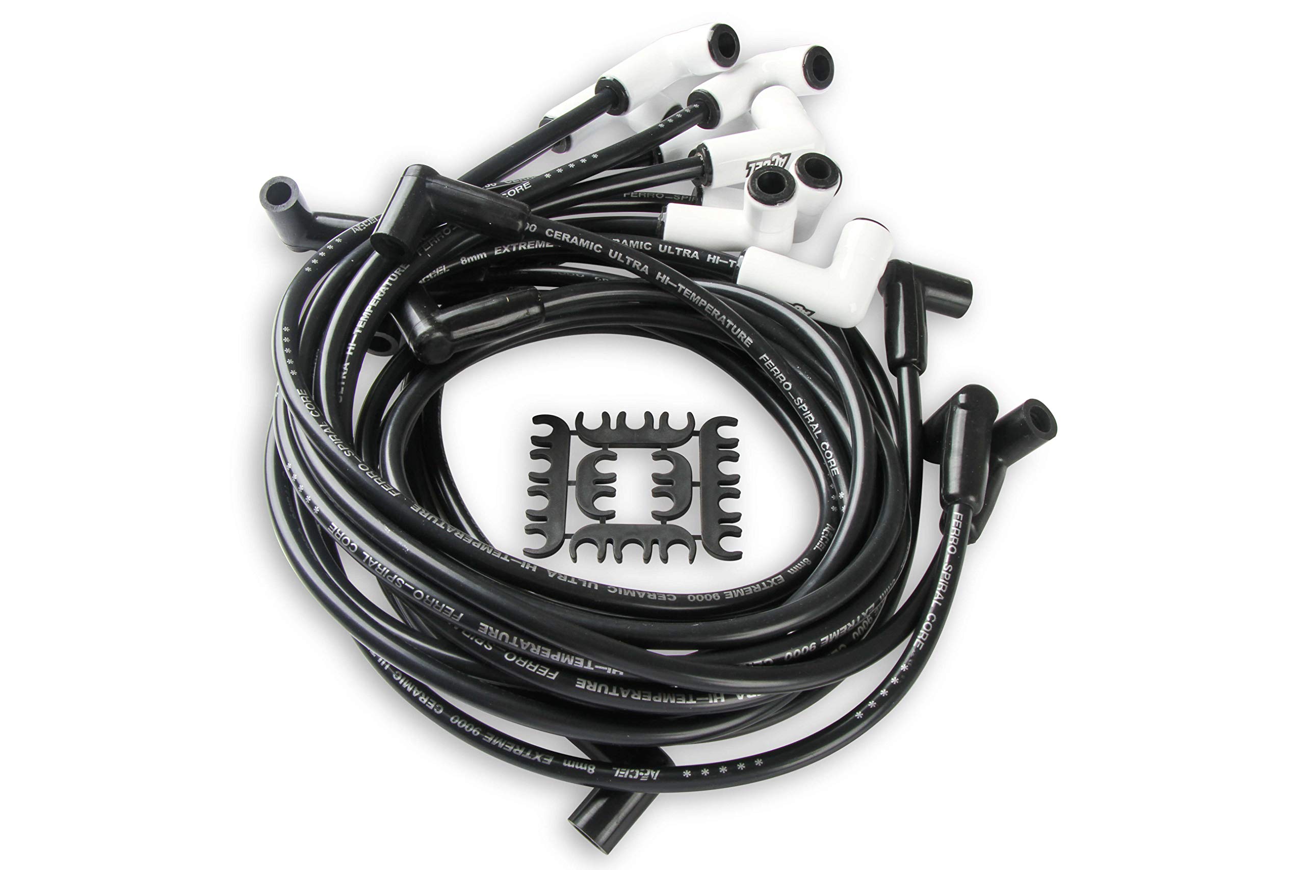 ACCEL 9018C Extreme 9000 Spark Plug Wire Set with Ceramic Boot - High Performance Ignition Wires for Racing, Hot Rods & Muscle Cars - Perfect for Street Performance & Track Use