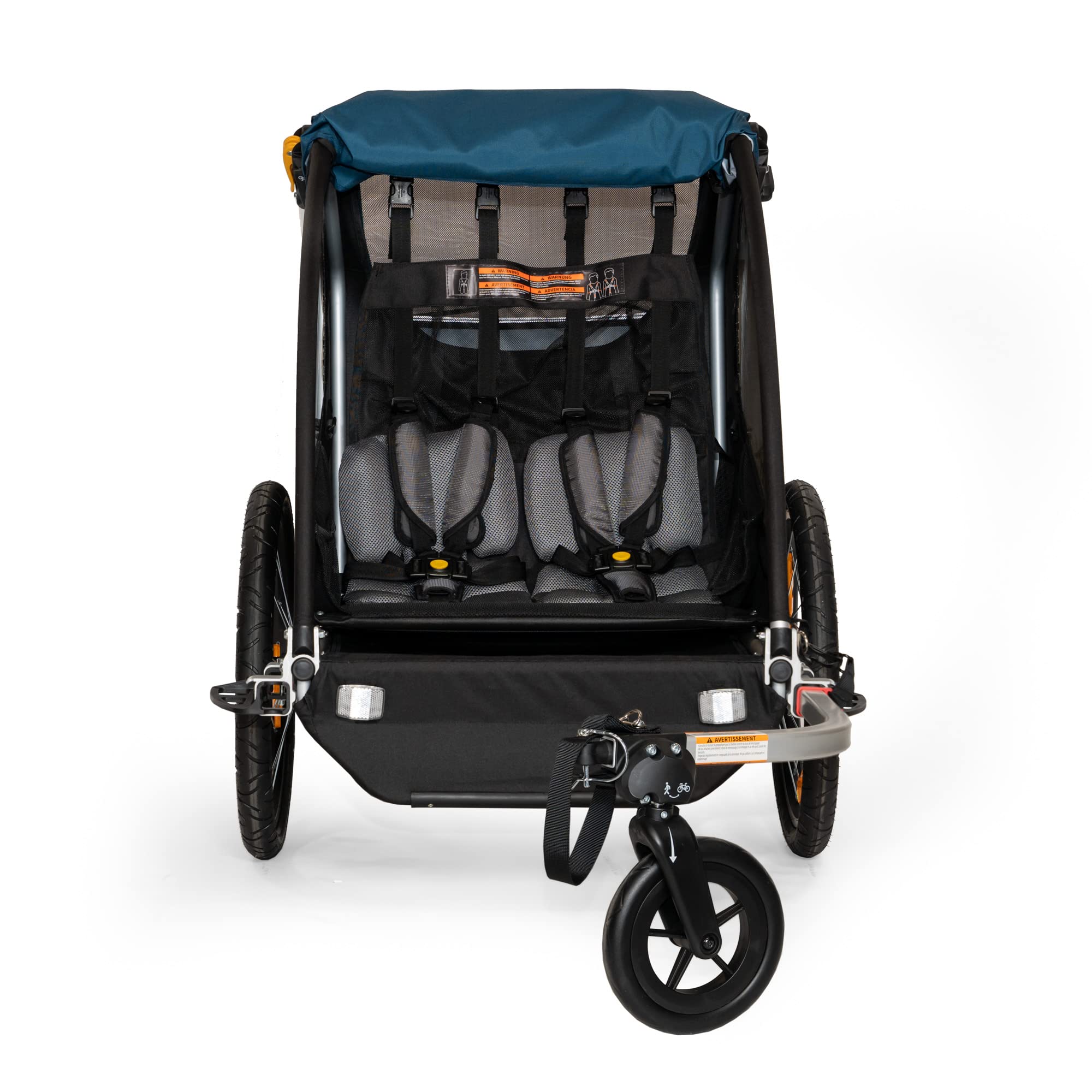 Burley Encore X 2-Seat Kids Bike Trailer & Stroller - Convertible Bicycle Trailer for Toddlers, Jogging Stroller for Outdoor Adventures, Perfect for Cycling, Running & Family Outings