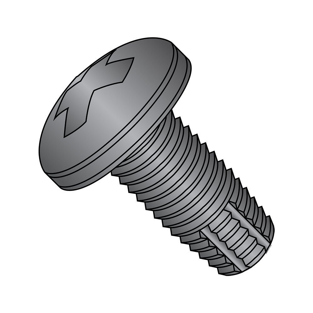 Small Parts 1108FPPBZ #10-32 Steel Thread Cutting Screw, Black Zinc Plated, Pan Head, Phillips Drive, Type F, 1/2