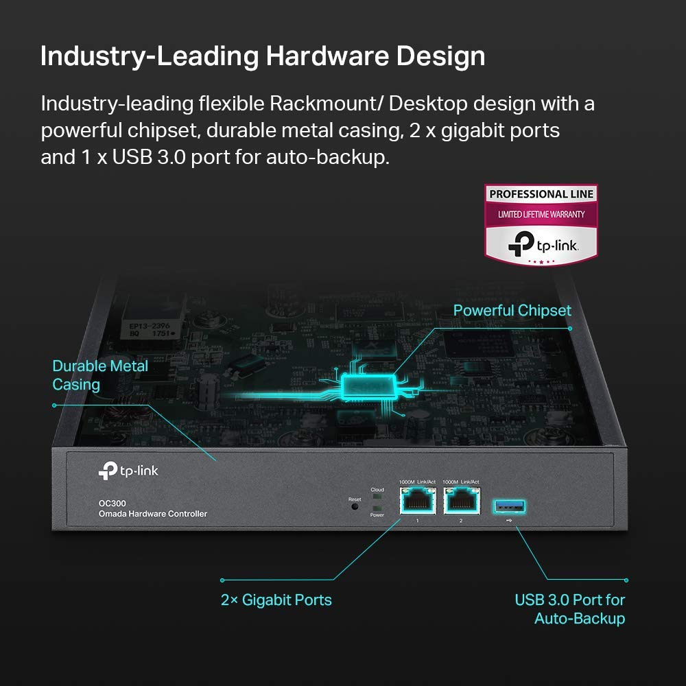 TP-Link Omada OC300 Cloud Controller | Professional High-End WiFi Management System | Centralized Network Control | Compatible with All Omada EAPs | PoE Powered with USB Port | Ideal for Business & Enterprise WiFi Solutions | Perfect for Offices, Hotels, and Large-Scale Deployments