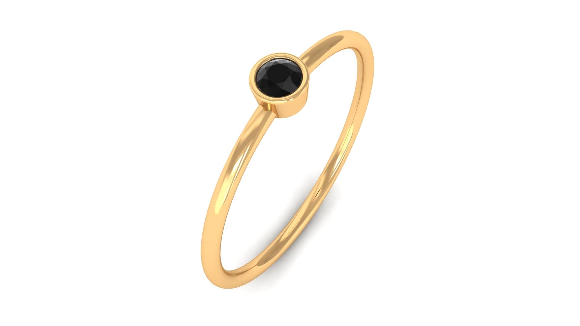 Elegant 14K Solid Gold Black Onyx Ring for Women - December Birthstone, Dainty Promise Ring, Round Onyx Jewelry Gift for Anniversary, Birthday & Special Occasions