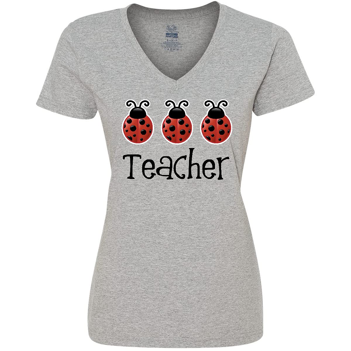 Inktastic Ladybug Teacher Appreciation Gift - Women's V-Neck T-Shirt for Educators - Perfect for Teacher's Week, Classroom Wear & School Spirit Outfits