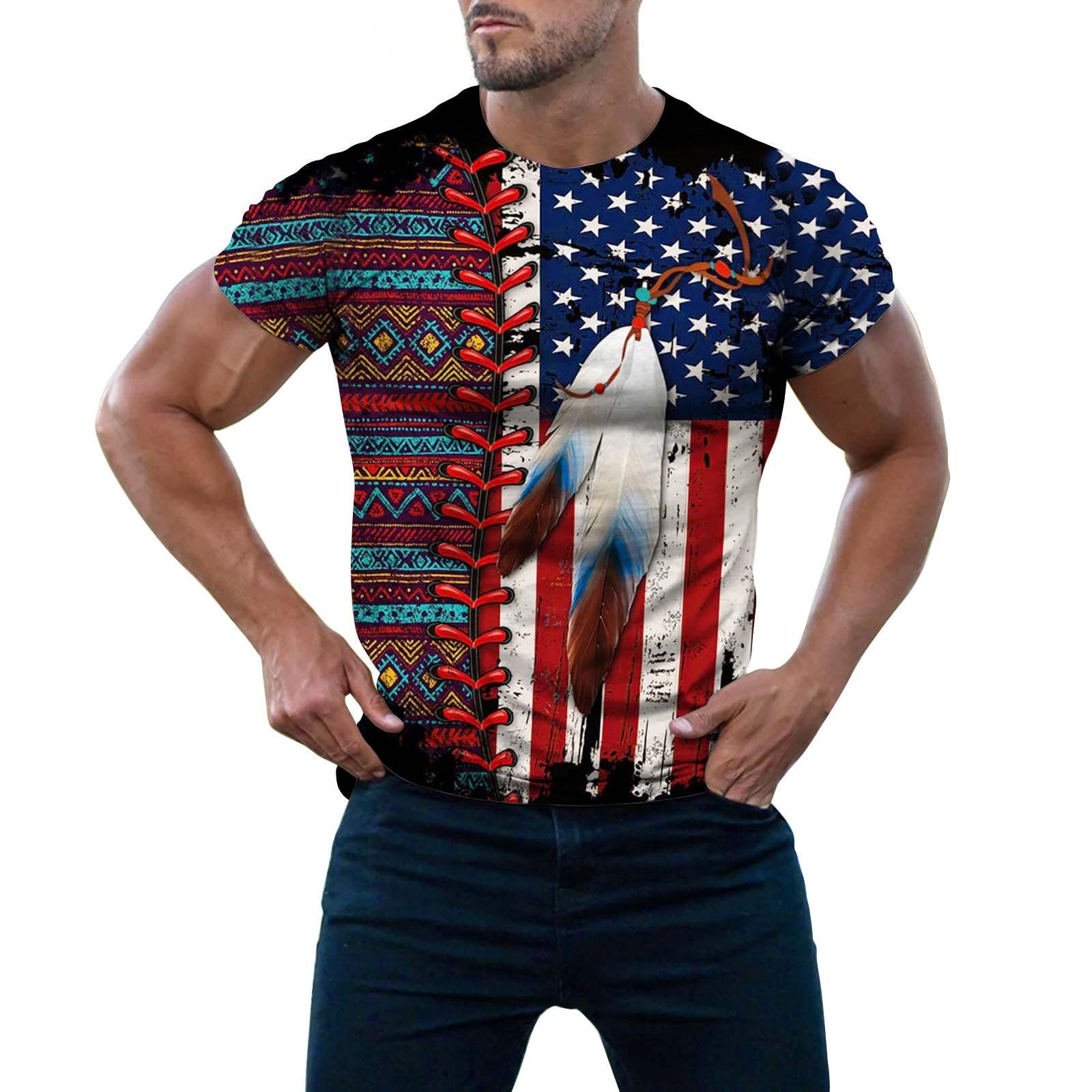Vintage American Flag T-Shirt - Patriotic USA Flag Graphic Tee for Men & Women - Comfortable Cotton Shirt for 4th of July, Memorial Day & Independence Day Celebrations