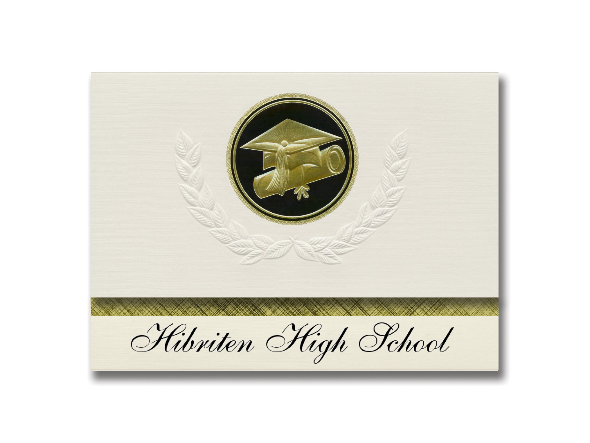 Premium Hibriten High School Graduation Announcements - Presidential Style Elite Package of 25 with Cap & Diploma Seal in Black & Gold | Formal Graduation Ceremony, College Acceptance Celebrations, Family Keepsakes