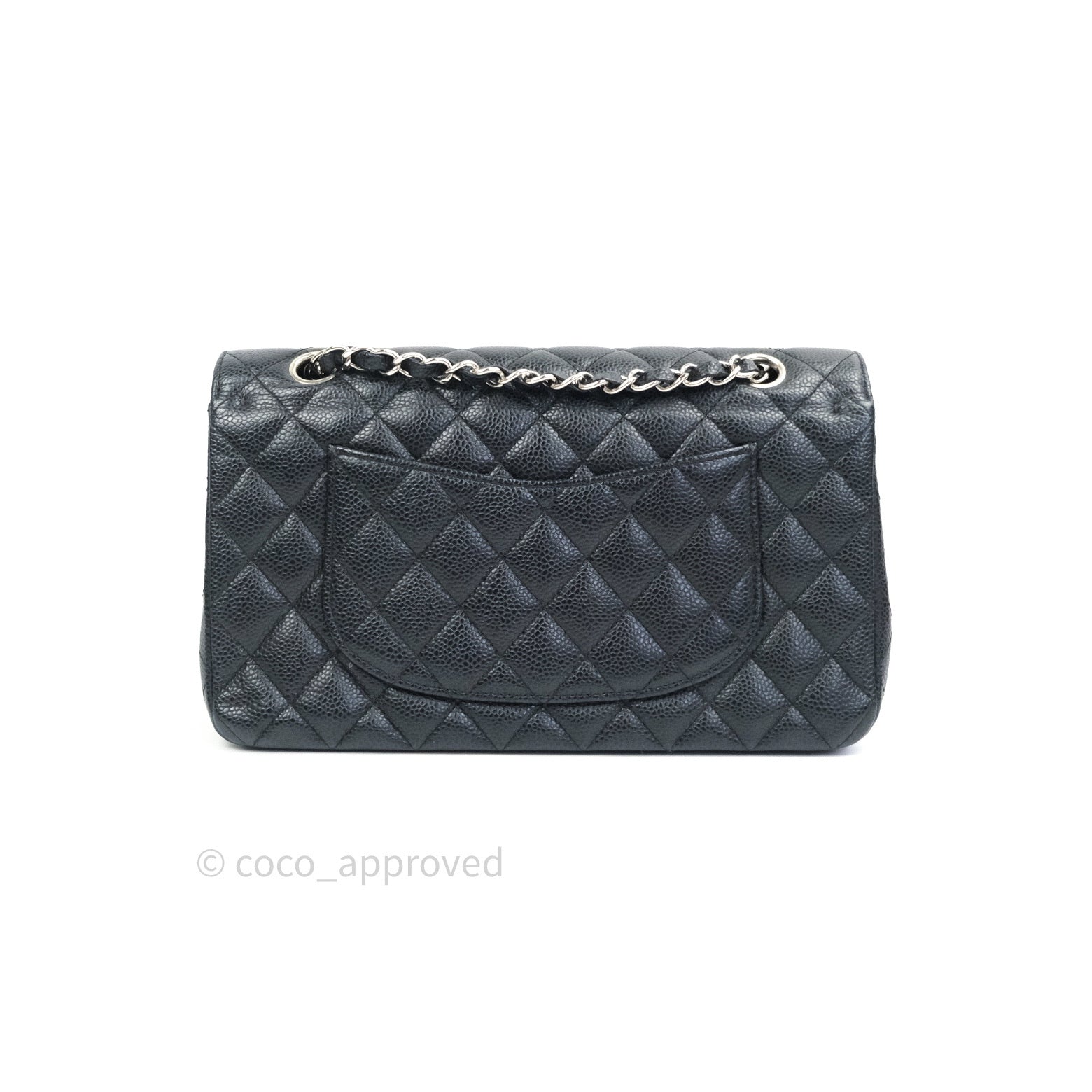 Chanel Classic M/L Medium Double Flap Bag Black Caviar Silver Hardware - Luxury Designer Handbag for Women, Perfect for Work, Evening Events & Special Occasions
