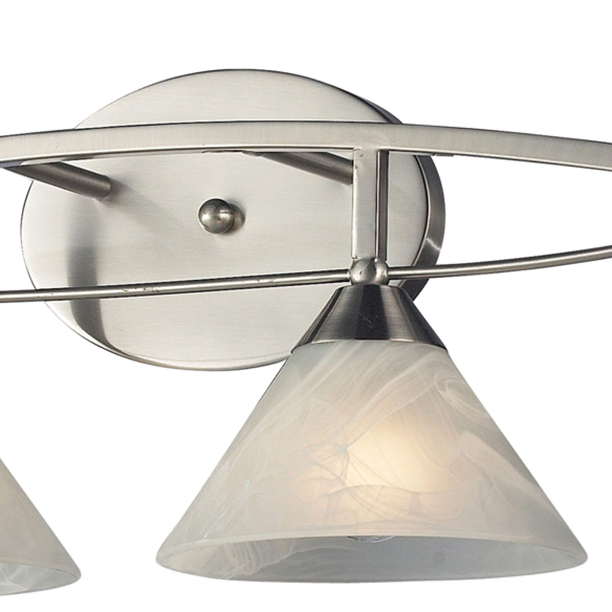 Elk Home Elysburg 4-Light Bathroom Vanity Light in Satin Nickel Finish with White Marbleized Glass - Transitional Style Wall Sconce for Bathroom, Powder Room, and Dressing Area Lighting