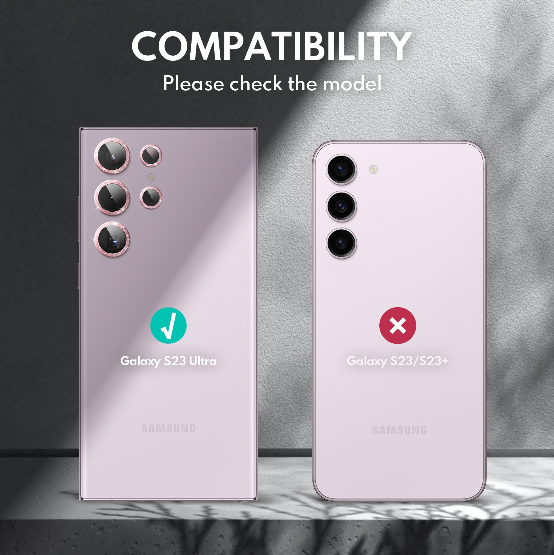 Premium Tempered Glass Camera Lens Protector for Samsung Galaxy S23 Ultra - Glimmer Pink - Scratch-Resistant, HD Clear, Bubble-Free - Perfect for Outdoor Photography & Daily Protection