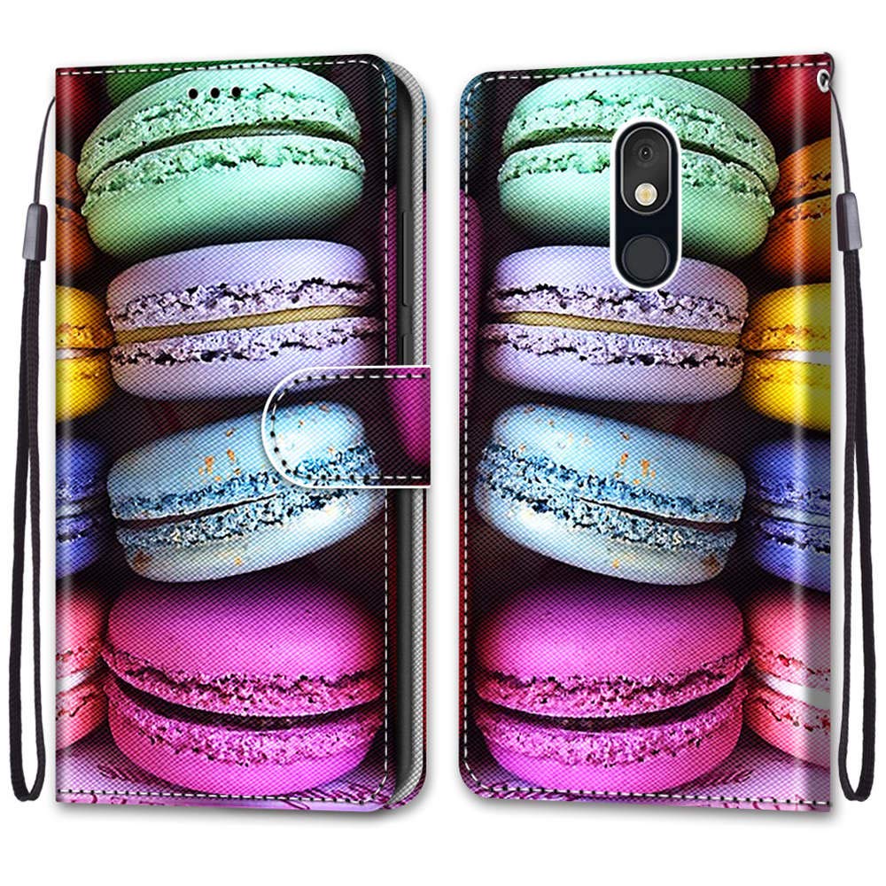 Shockproof PU Leather Wallet Flip Cover Case for LG Stylo 5 with Card Holder & Magnetic Closure - Macaron Pattern | Perfect for Work, Travel & Everyday Protection