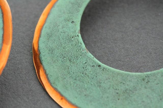 30mm Copper & Patina Hoop Earrings for Women - Vintage Style Dangle Earrings for Everyday Wear & Boho Fashion