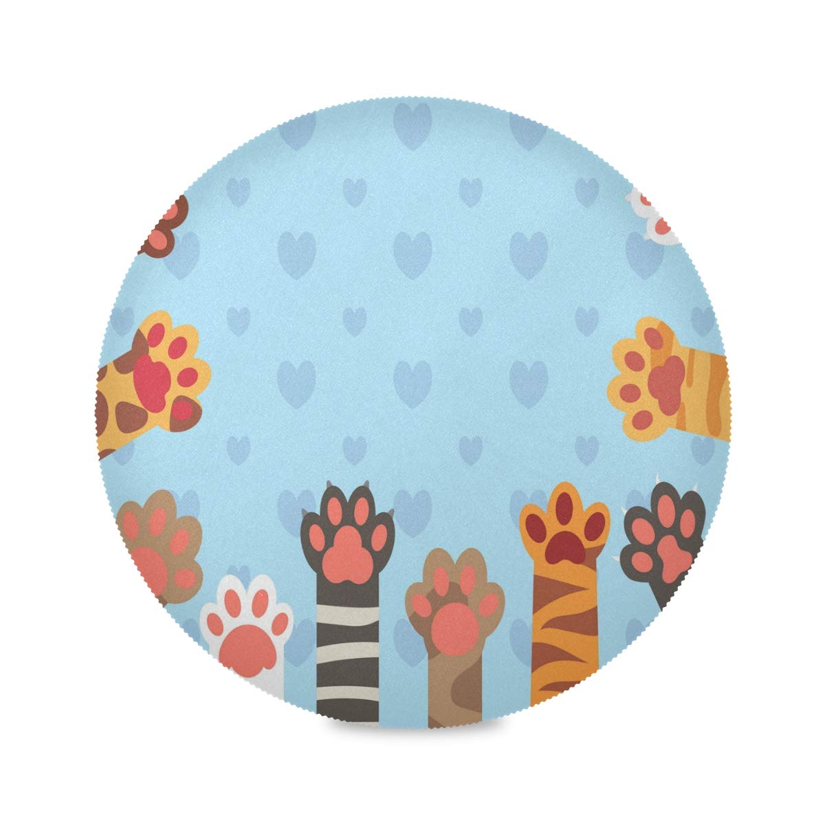 Pfrewn Cat Paws Round Placemat Set - Funny Animal Table Mat for Dining, Kitchen & Home Decor (15.4 Inch) - Perfect for Indoor Use, Parties & Gift Giving