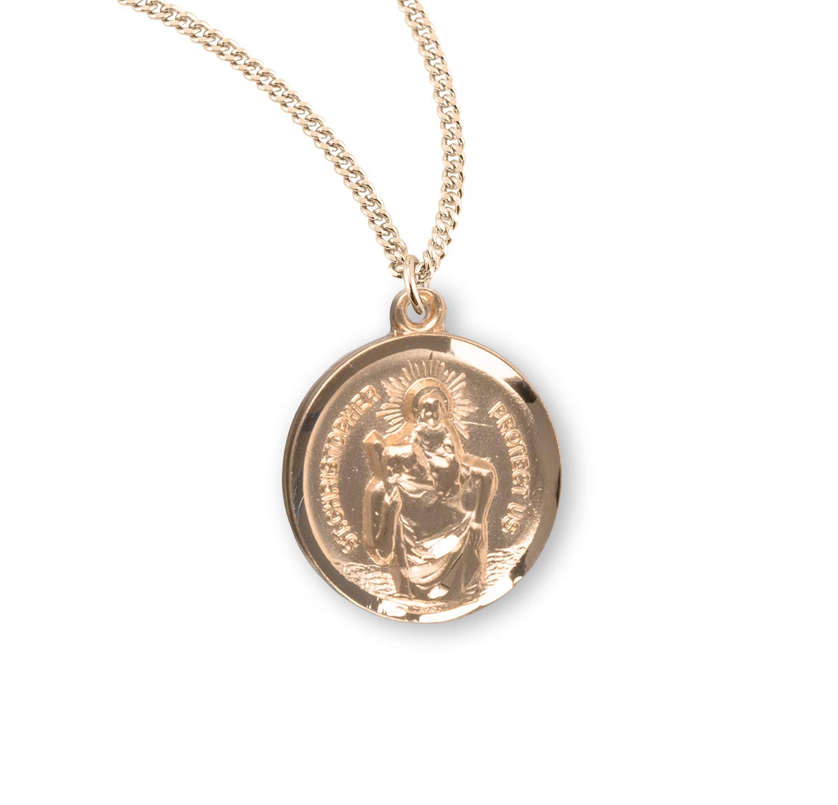St. Christopher Gold Medal Necklace for Men & Women - Religious Catholic Jewelry Gift for Protection, Travel & Blessings - Perfect for Baptism, First Communion & Everyday Wear