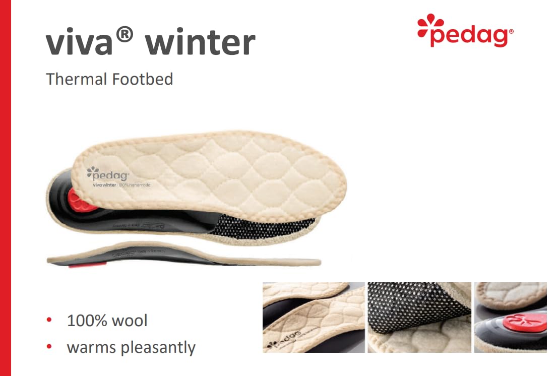 Pedag Viva Winter Insulating Insoles for Men - German-Made Thermal Arch Support Insoles with Heel Cushion & Metatarsal Support | US Size 11/EU 44 | Keep Feet Warm & Comfortable in Boots, Snow Shoes & Winter Activities