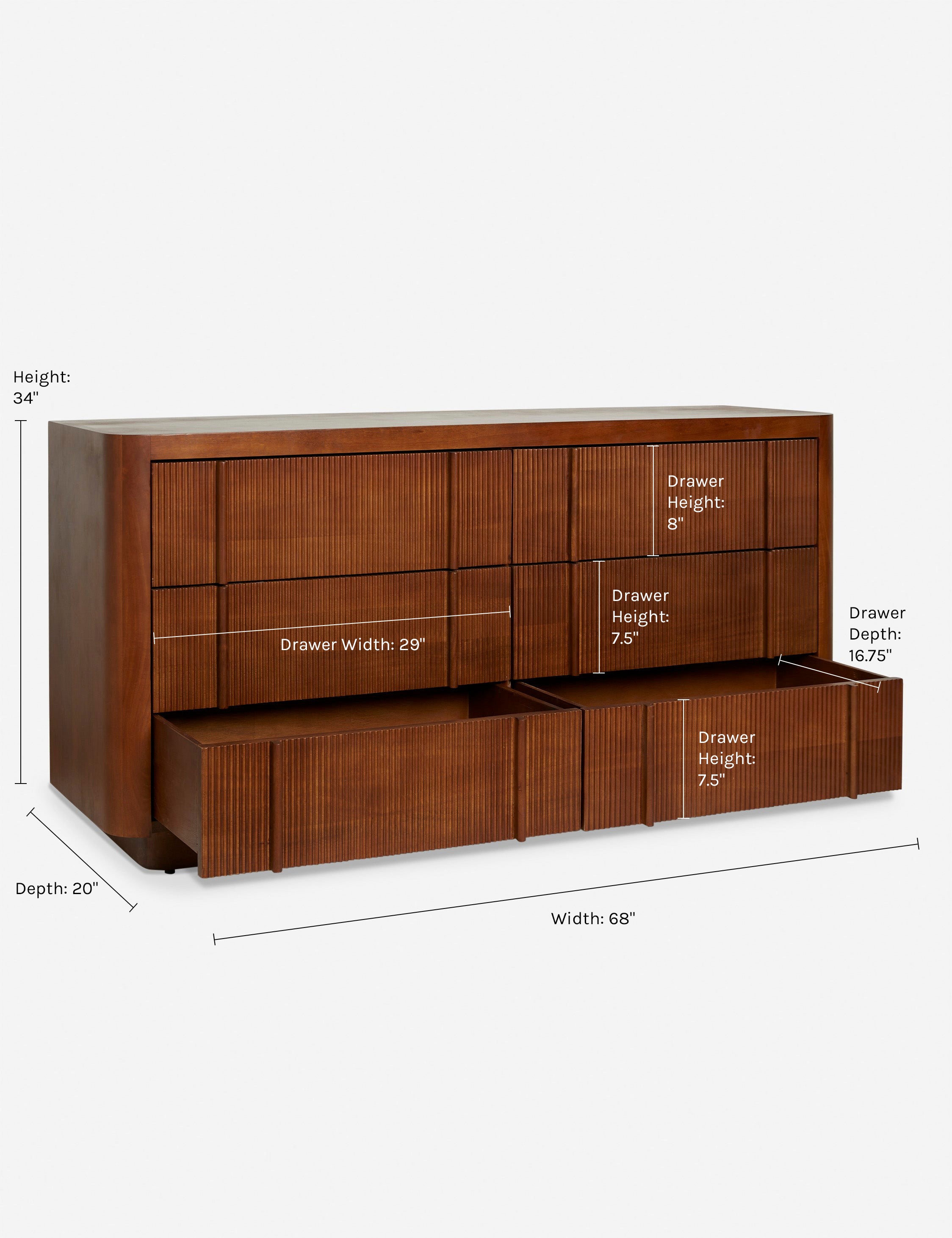 Sarah Sherman Samuel Merrit Dresser - Modern Wooden Dresser with 6 Drawers for Bedroom Storage & Organization | Perfect for Master Bedroom, Guest Room & Nursery