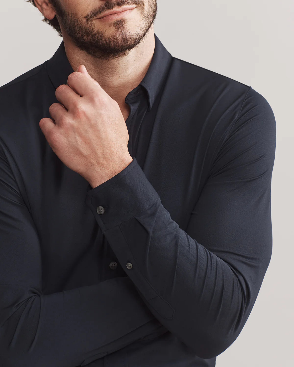 Rhone Men's Commuter Classic Fit Sport Shirt - Moisture Wicking, Stretch Fabric, True Navy Blue - Perfect for Workouts, Golf & Casual Wear