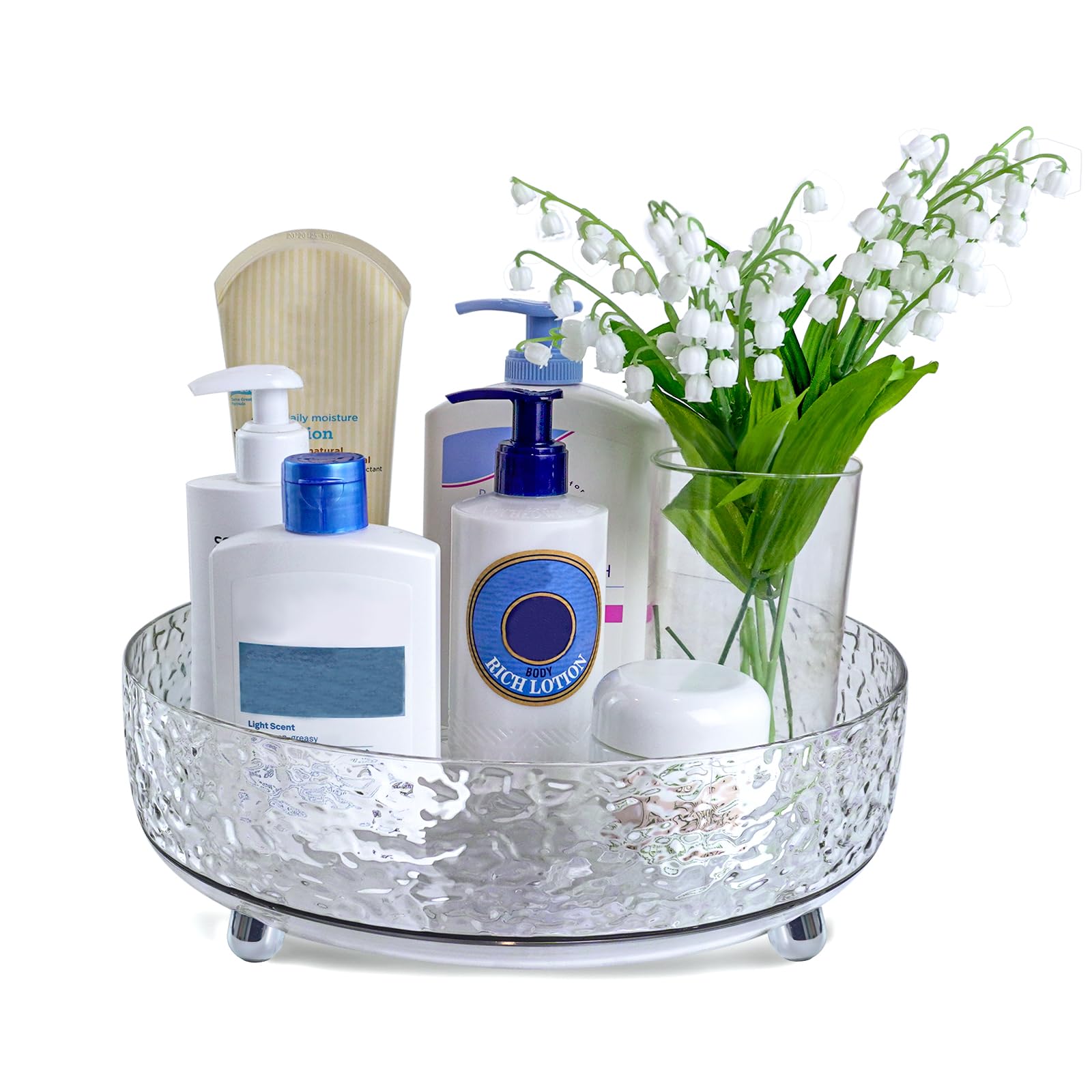 360° Rotating Makeup Organizer Tray - Large Capacity Lazy Susan Cosmetic Storage for Vanity, Skincare & Bathroom Countertop | Perfect for Organizing Lipsticks, Brushes, Perfumes & Beauty Essentials