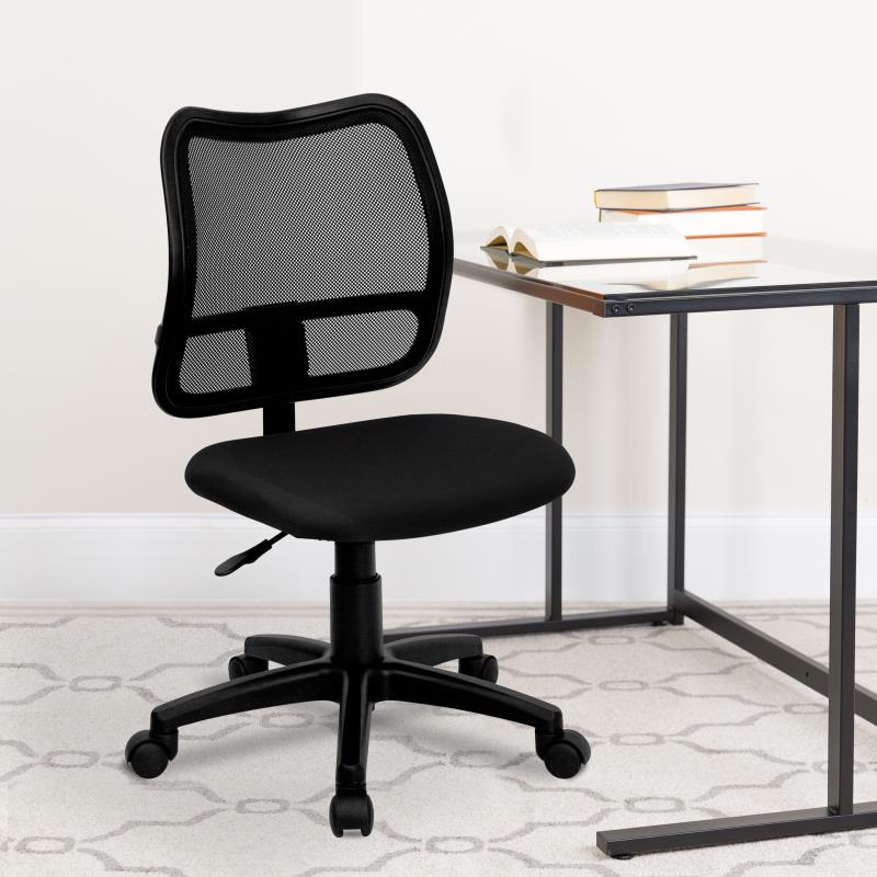 FLASH Mid Back Black Mesh Swivel Task Office Chair - Ergonomic Adjustable Height Computer Desk Chair for Home & Office Use - Perfect for Long Hours of Work or Gaming