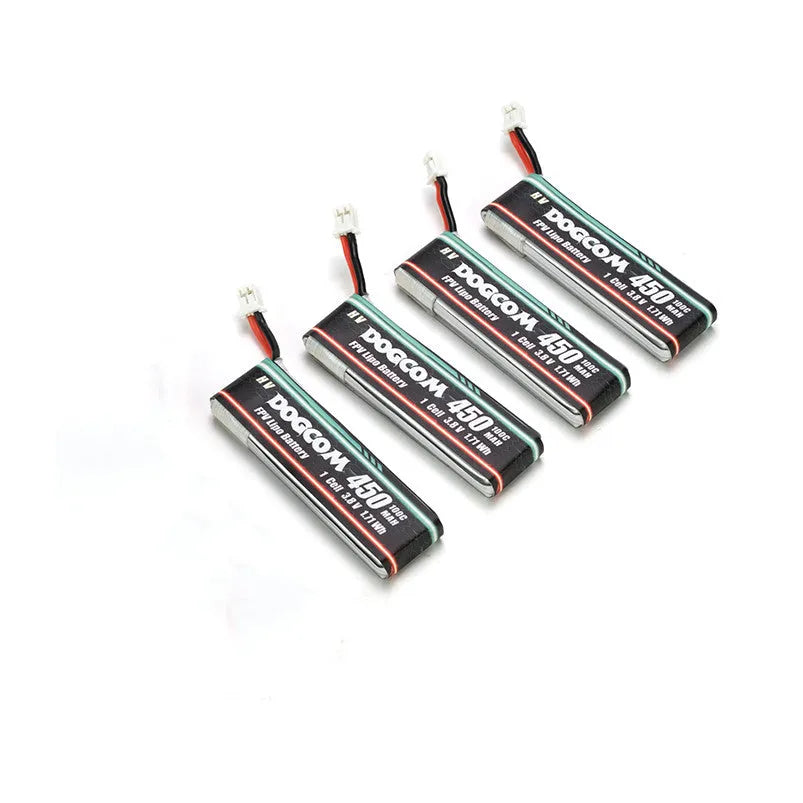DOGCOM 450mAh 100C 1S 3.8V FPV Lipo Battery BT2.0/PH2.0 Connector - High Performance Drone Battery (4 Pack) for FPV Racing Drones and RC Quadcopters