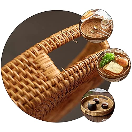 Handmade Woven Rattan Fruit Basket - Multipurpose Storage Tray for Afternoon Tea, Picnics & Kitchen Organization (30x30x5cm) - Eco-Friendly Home Decor & Party Serving Dish