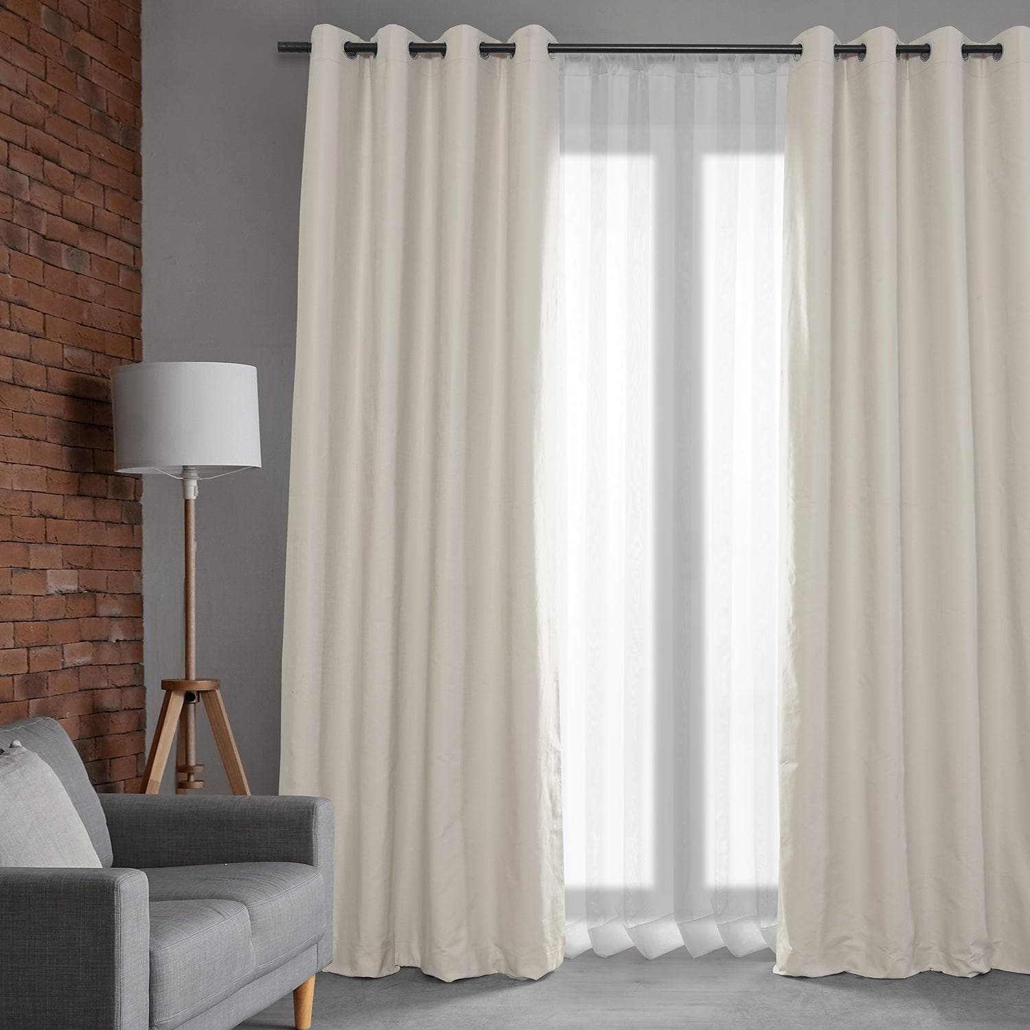 Fable Beige Grommet Dune Textured Cotton Blackout Curtains for Bedroom & Living Room - Noise Reducing Thermal Insulated Window Drapes for Hotels, Home Decor