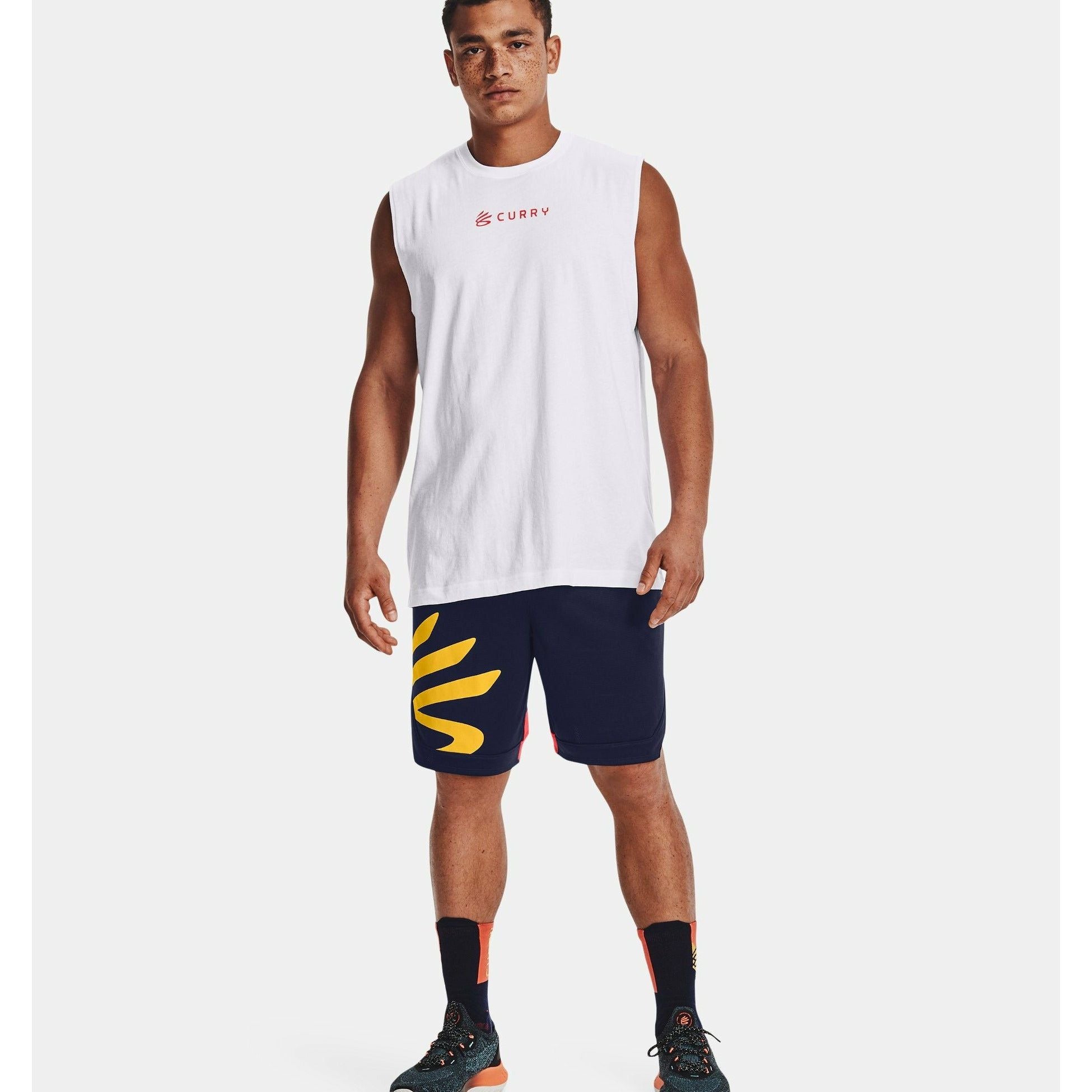 Under Armour Men's Curry Splash Basketball Shorts - Midnight Navy/Taxi - Lightweight & Breathable for Training, Gym & Outdoor Sports