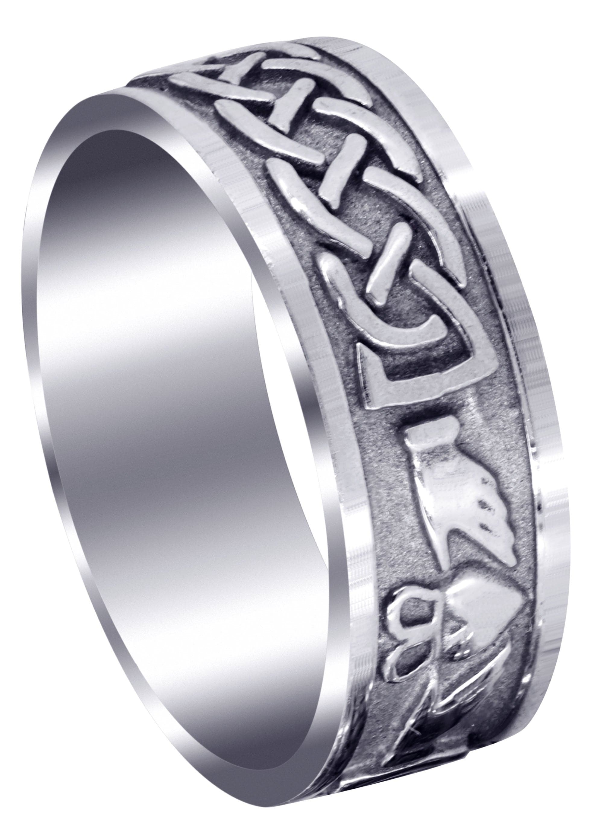 Celtic Men's Wedding Band Ring - Satin & High Polish Finish - Oscar Design - Perfect for Weddings, Anniversaries & Special Occasions