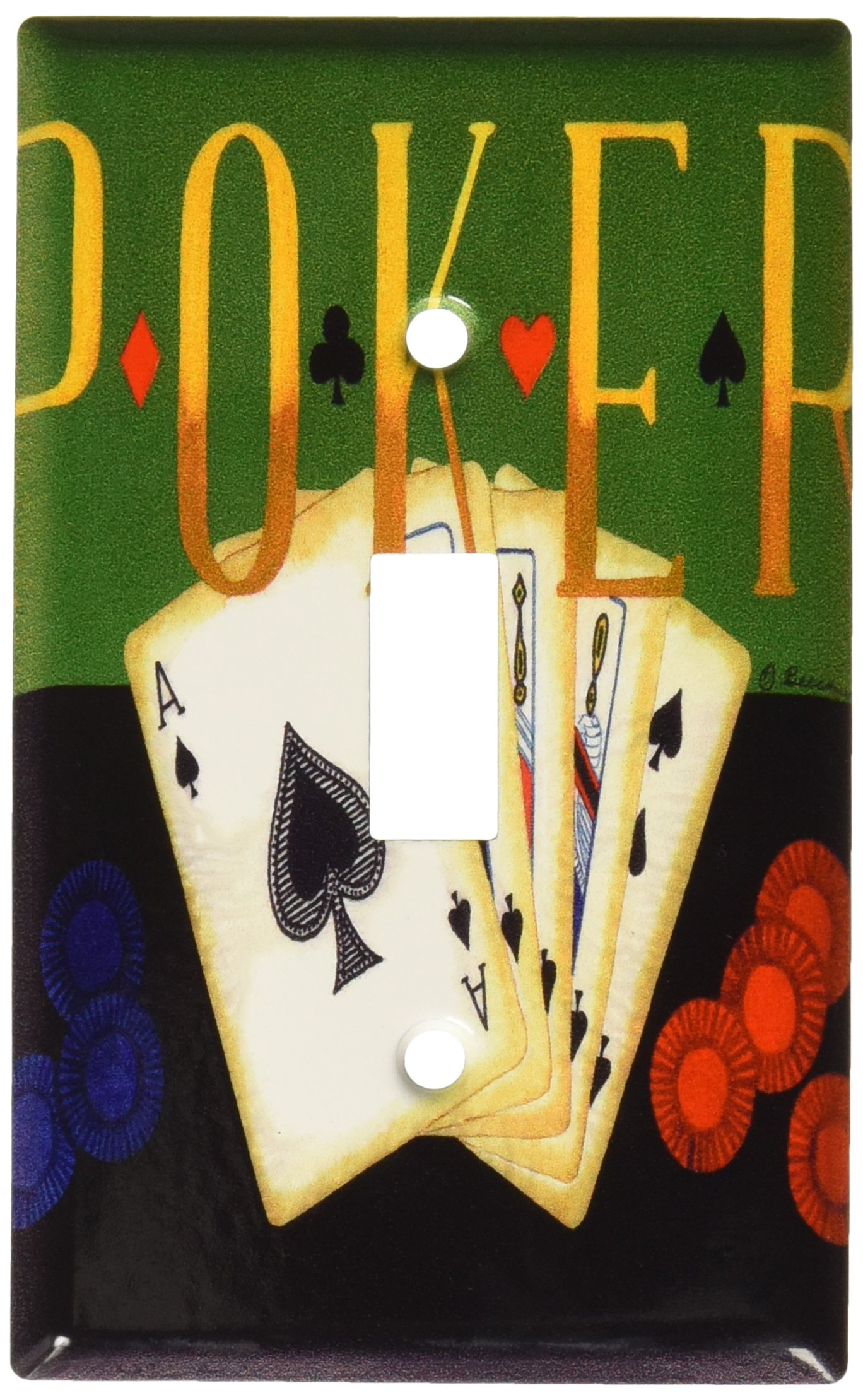 Decorative Poker Themed Light Switch Cover - Single Toggle Rocker Plate for Game Room & Man Cave Decor