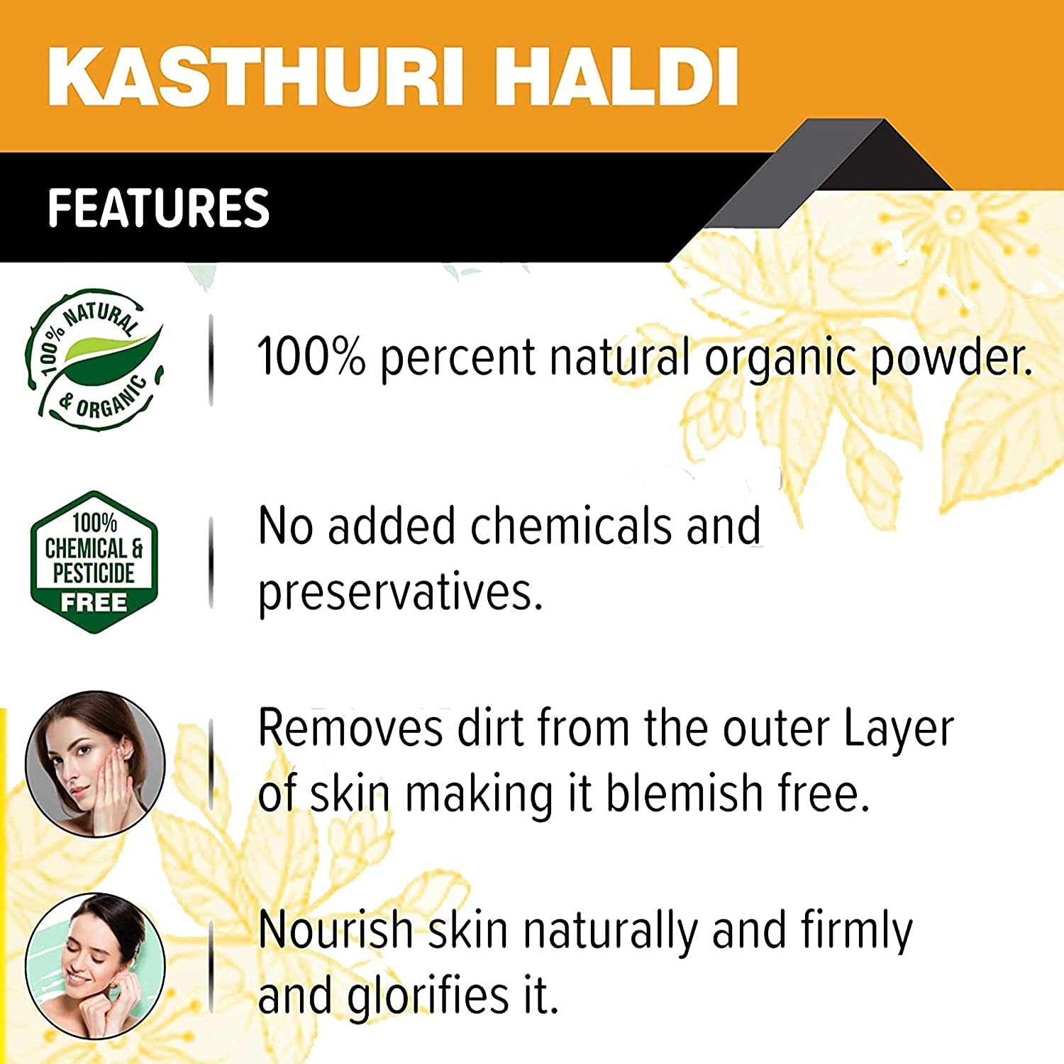 Florecer Kasturi Turmeric Powder & Multani Mitti Clay for Glowing Skin | 100% Natural Face Mask for Acne, Dark Spots & Brightening | 100g – Perfect for DIY Skincare & Spa Treatments