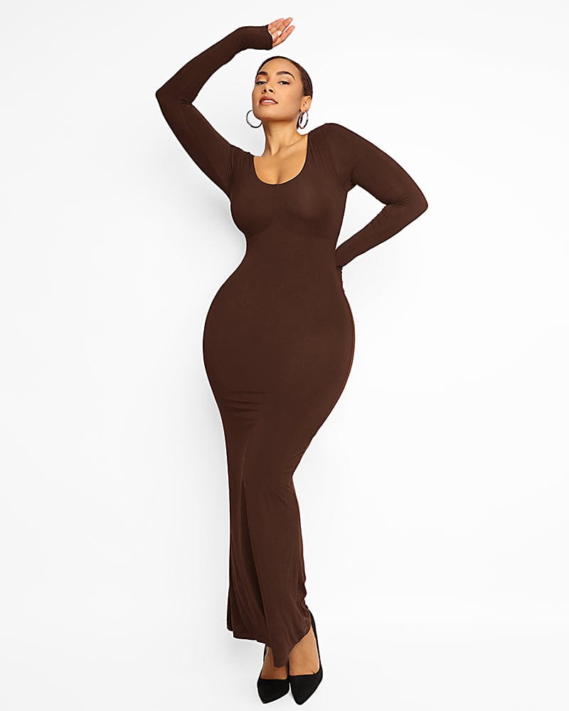 Slim Fit Shaping Maxi Dress for Women - Flattering Bodycon Long Dress with Side Pockets - Perfect for Weddings, Parties & Summer Vacations