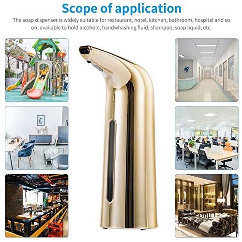 Automatic Touchless Soap Dispenser 400ML - Infrared Sensor Hands-Free Liquid Soap & Sanitizer Pump for Bathroom, Kitchen, and Office (Gold)