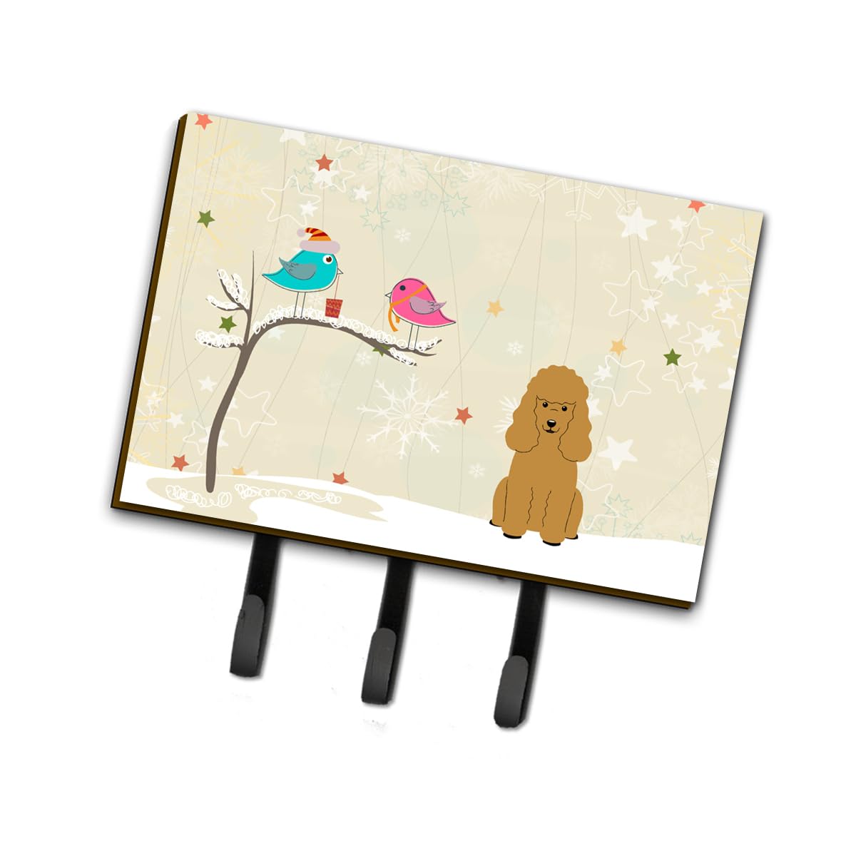 Caroline's Treasures BB2541TH68 Christmas Gift for Friends - Poodle Design Tan Key Holder & Wall Hook for Keys, Leashes, Towels, Coats | Perfect for Entryway, Kitchen, Bathroom Organization