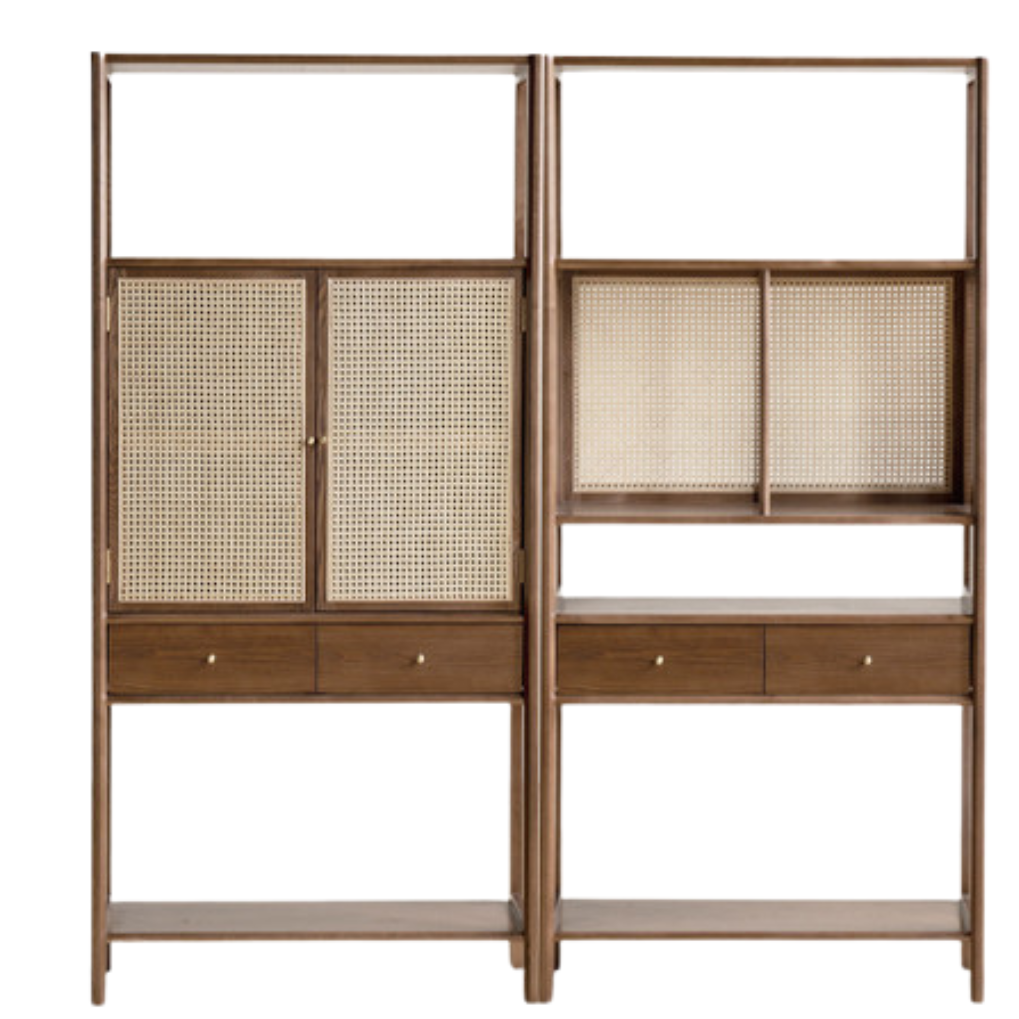 Solid Black Walnut & Ash Wood Bookshelf Display Cabinet - Modern Bookcase for Living Room, Office & Library Storage