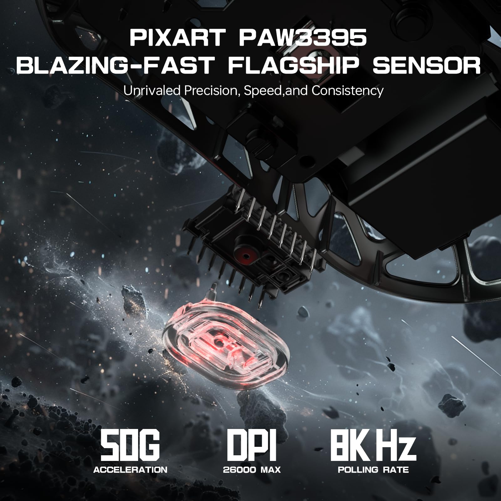 Attack Shark R3PRO 46g Ultra-Light Magnesium Alloy Gaming Mouse - 8000Hz Wireless, 26000DPI, 2.4G/BT/Wired, PixArt PAW3395 Sensor, Programmable Buttons with Coiled Cable - Perfect for FPS, MOBA, and Esports on PC & Mac (Black)