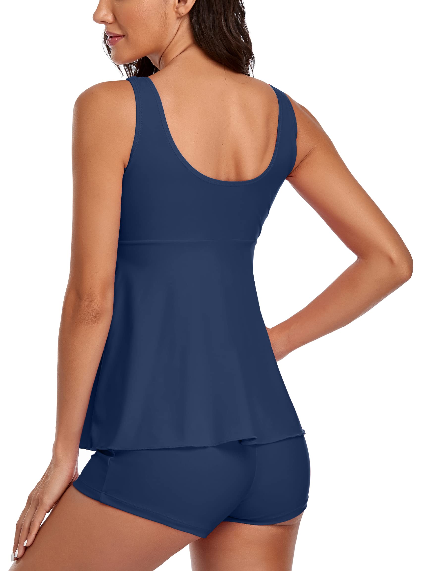 Women's Floral Print Modest Tankini Swimsuits Two Piece Bathing Suits with Boyshorts - Perfect for Beach Vacation, Pool Party & Summer Swimwear