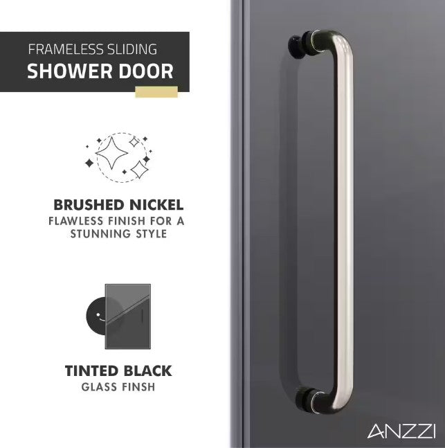 Anzzi SD AZ8077 02BNT Frameless Sliding Shower Door - 60