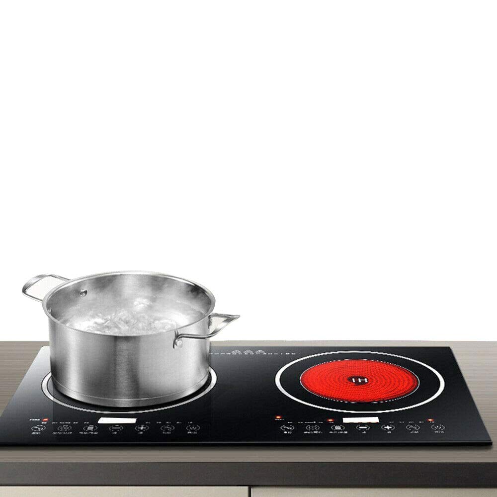 Portable 2400W Electric Induction Cooktop - 110V Double Burner with Digital Touch Sensor & 8 Power Levels - Perfect for Home Kitchen, Dorm Cooking & Outdoor Use