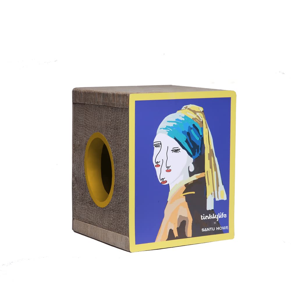 Tinklylife DIY Cat House and Scratcher - Handmade Pet Furniture for Indoor Cats | Cozy Hideaway & Scratch Post for Kittens - Perfect for Living Room, Bedroom or Office