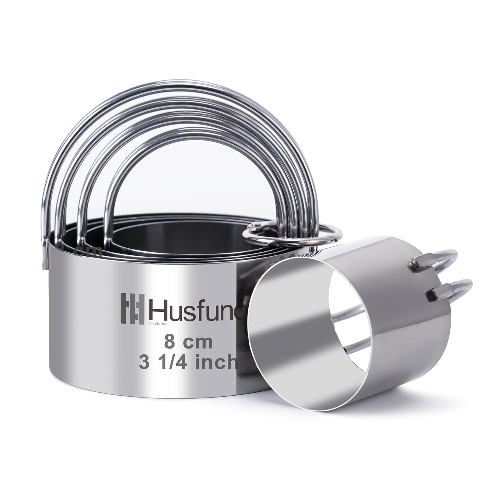 5-Piece Stainless Steel Round Biscuit & Cookie Cutter Set with Handles - Professional Baking Tools for Cakes, Pastries, Pies & Dough - Perfect for Holiday Baking, Birthday Parties & Home Kitchen Use