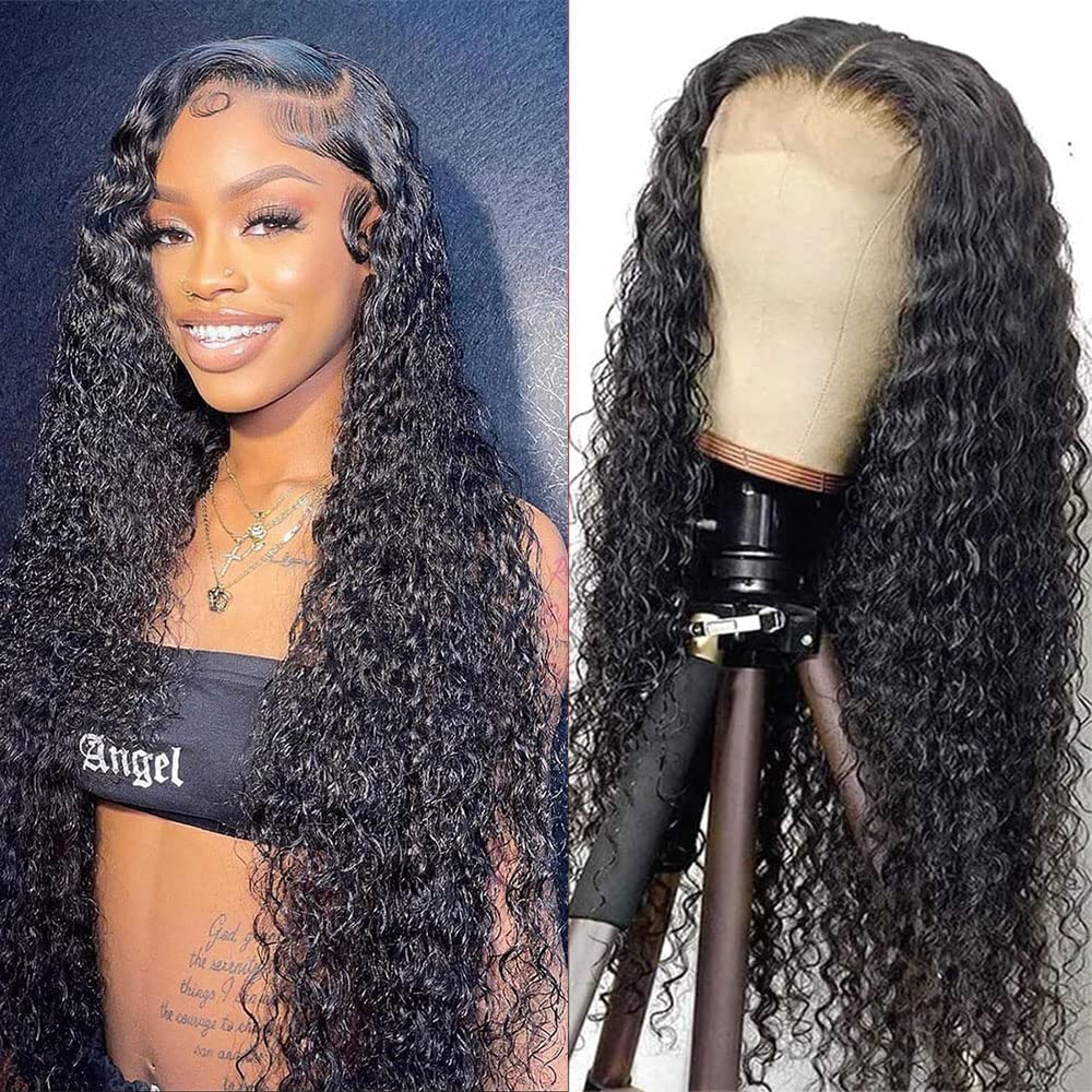 5x5 HD Lace Closure Wigs 28inch Water Wave Human Hair - 250% Density Curly Glueless Wig with Pre-Plucked Baby Hair & Natural Hairline | Perfect for Daily Wear, Parties & Protective Styling