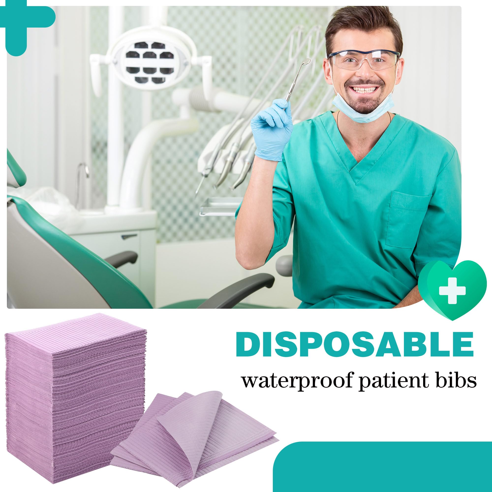 Newwiee 750 Pack Disposable Dental Bibs - Waterproof Tattoo & Nail Art Tray Covers (13