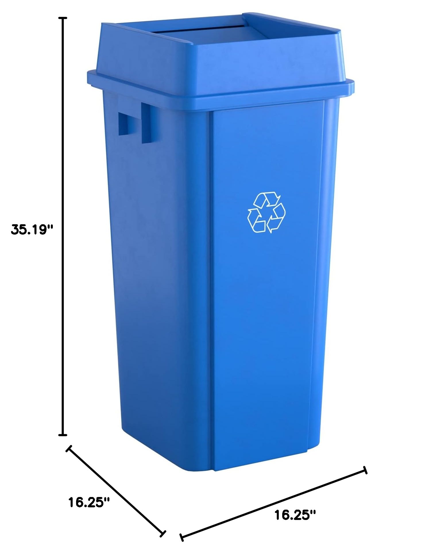 23 Gallon Blue Square Commercial Trash Can with Lid - Heavy Duty Waste Bin for Office, Restaurant, and Outdoor Use