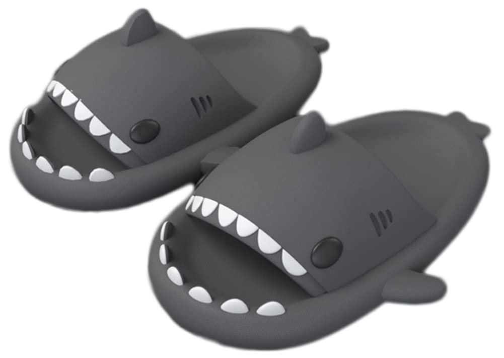 Cute Shark Cartoon Summer Slippers for Women & Men - Non-Slip Cloud Comfort Couple Slides - Perfect for Beach, Pool, Shower & Home Use
