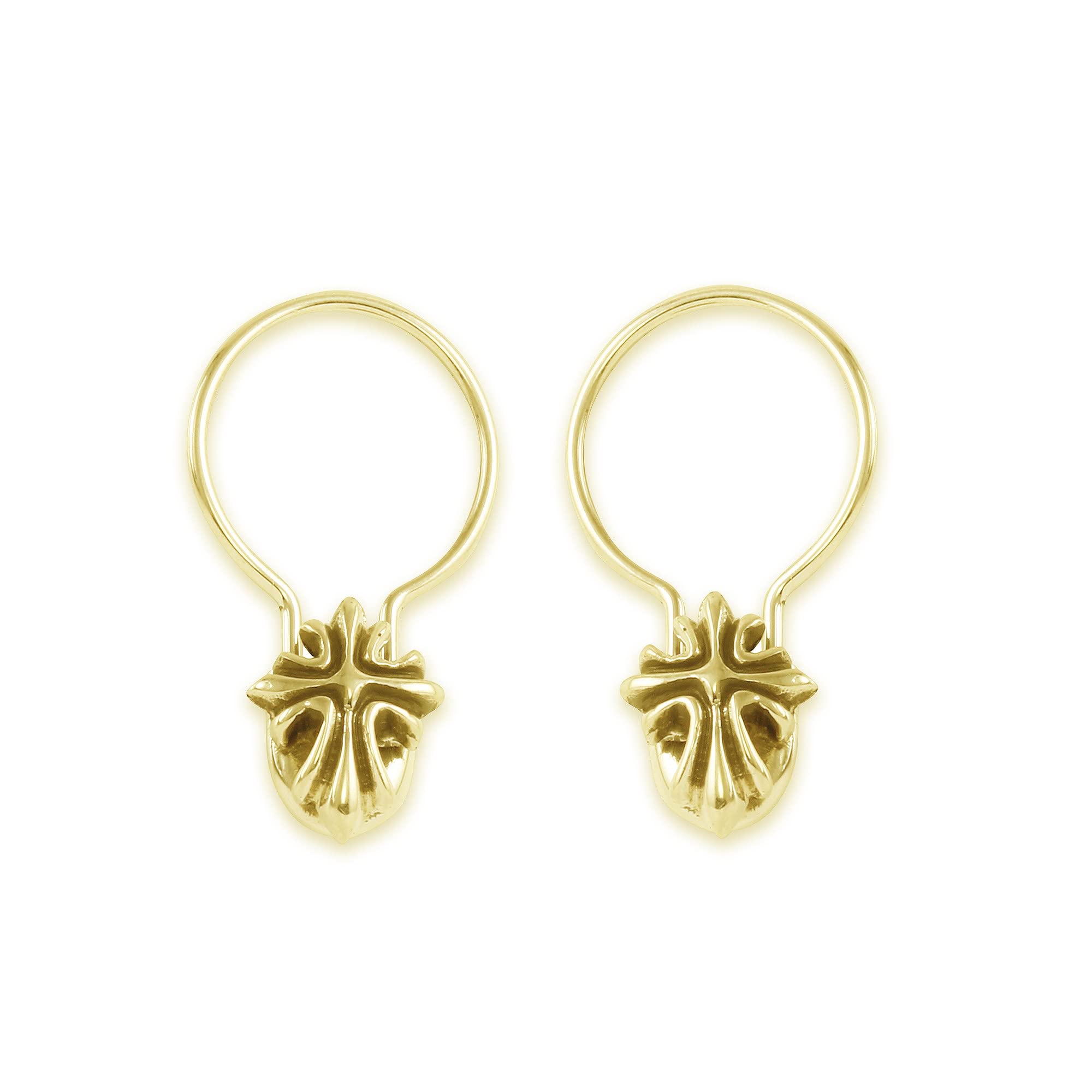 Monte Christo Safety Pin Hoop Earrings for Women - 14K Gold Plated Single Hoop Earring with Cross Charm - Unique Jewelry Gift Made in USA - Perfect for Casual Wear, Parties & Special Occasions