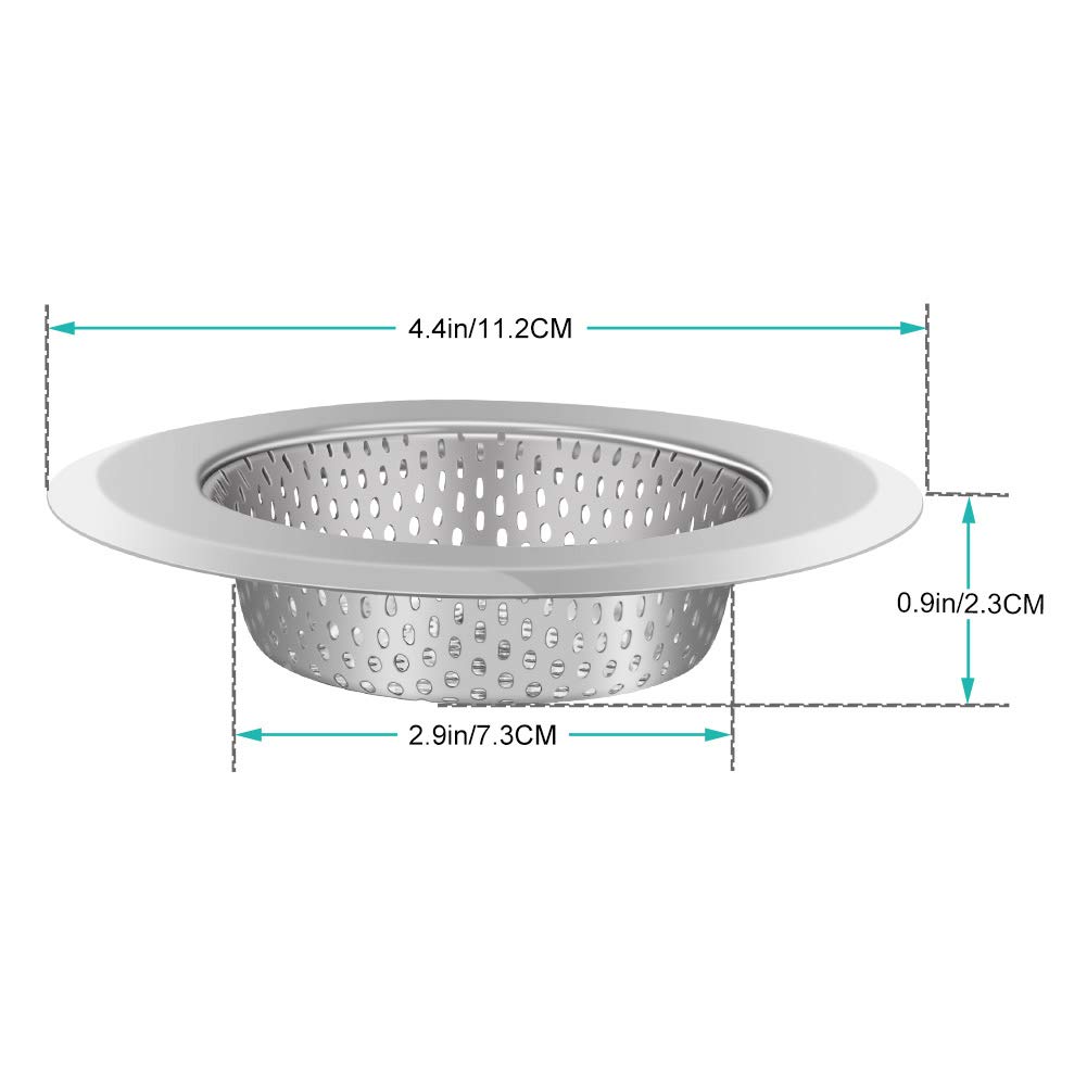 Stainless Steel Kitchen Sink Drain Strainer - 2 Pack Anti-Clog Sink Stopper for 3.5