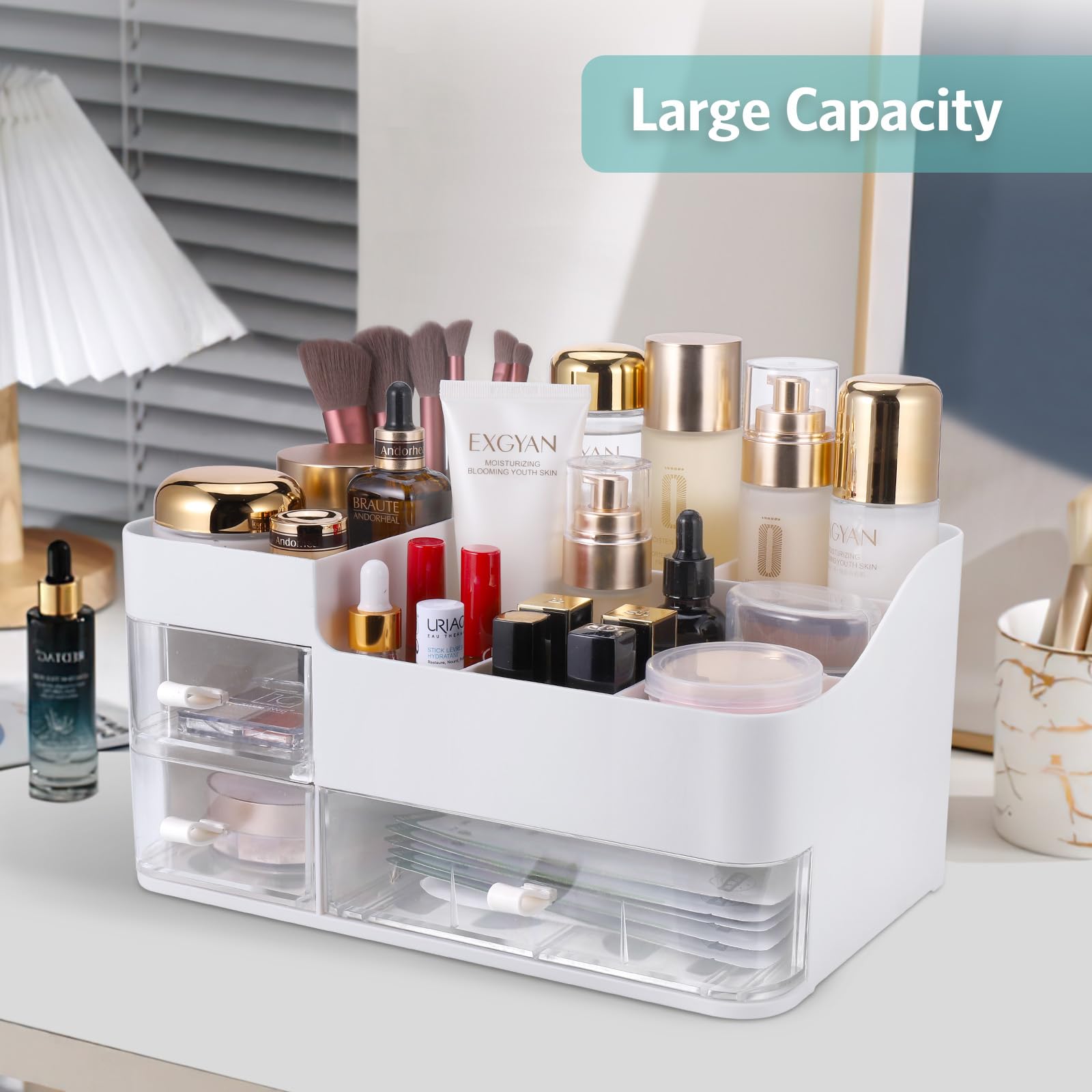Clear Acrylic Makeup Organizer with Drawers - Large Vanity & Bathroom Countertop Storage for Cosmetics, Skincare, Perfume | Perfect for Bedroom, Dressing Table & Travel Beauty Organization