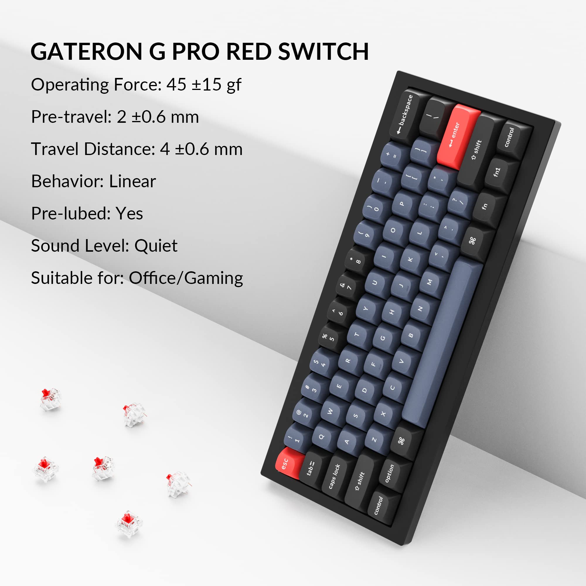 Keychron Q4 60% Wired Custom Mechanical Keyboard - Hot-Swappable Gateron G Pro Red Switches, QMK/VIA Programmable, Double Gasket Design for Mac/Windows/Linux (Black) | Perfect for Gaming, Coding & Office Work