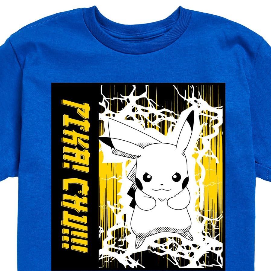 Pokémon Anime Lightning Scene Graphic T-Shirt for Youth - Cool Short Sleeve Cotton Tee - Perfect for Cosplay, Gaming Events & Anime Conventions