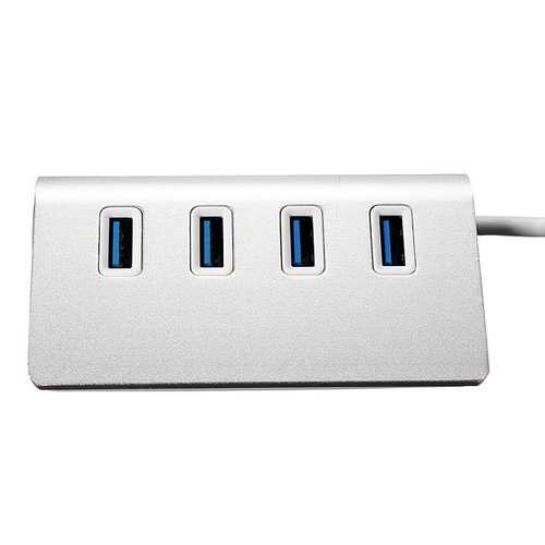 5Gbps High-Speed Aluminum USB 3.0 4-Port Hub with Cable - Expand Laptop Ports for Gaming, Office & Home Use